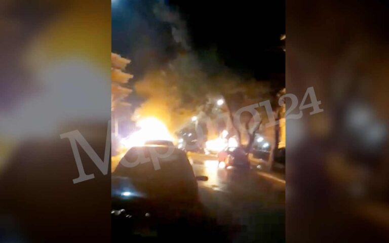 Αποκλειστικό: Η στιγμή που καίγονται τα αυτοκίνητα στο Μαρούσι (video)