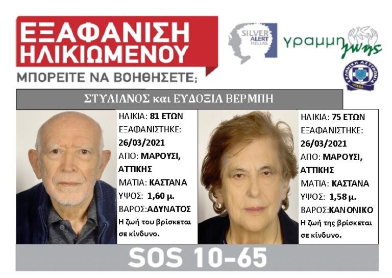 Βρέθηκε το ζεύγος ηλικιωμένων, από την περιοχή του Αμαρουσίου