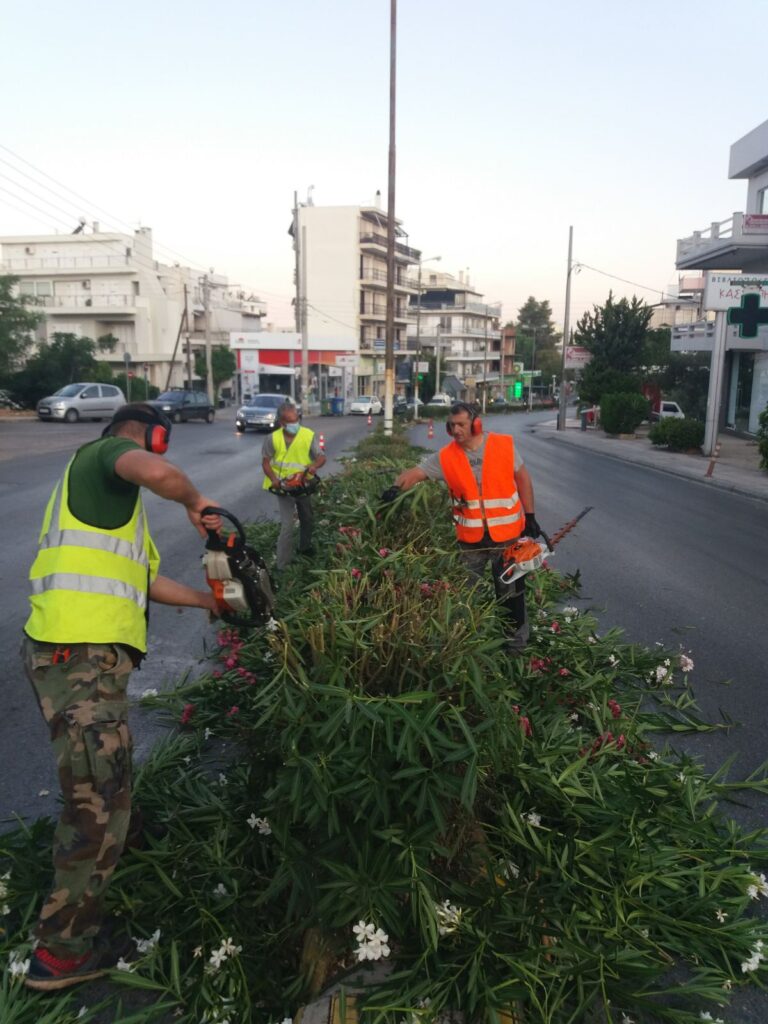 Eργασίες καθαρισμού διαζώματος επί της οδού Πεντέλης