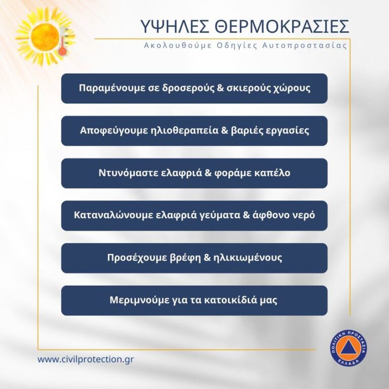 Οδηγίες και χρηστικές πληροφορίες από το Δήμο Αμαρουσίου για την αντιμετώπιση του καύσωνα