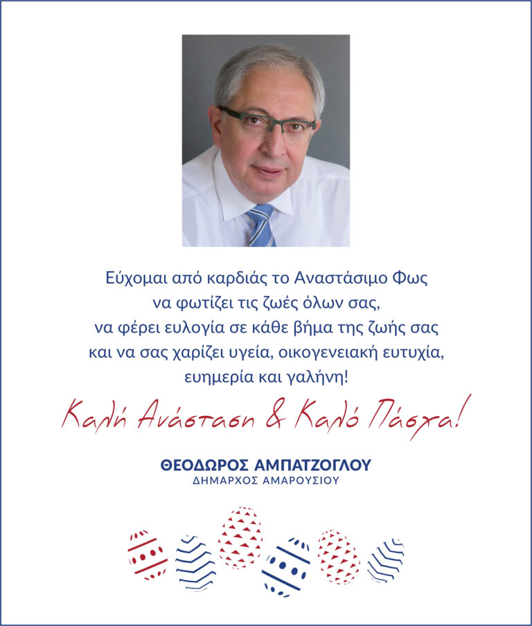 Ευχές του Δημάρχου Θεόδωρου Αμπατζόγλου για το Πάσχα